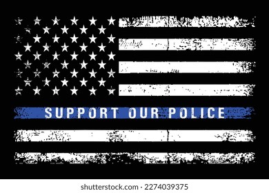 Support Our Police Blue Line Flag Design