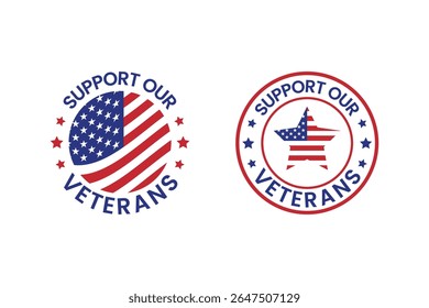Apoiar os nossos veteranos Stamp Badge Design para Veterans Day EUA Army Sticker