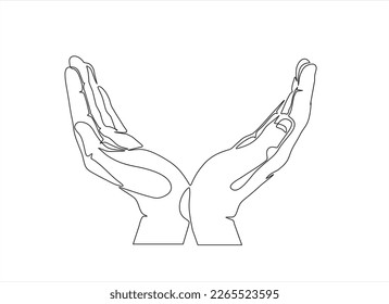 Support, peace, care hand gesture.Continuous one line drawing.