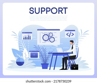 Support people. Call center, online customer support.