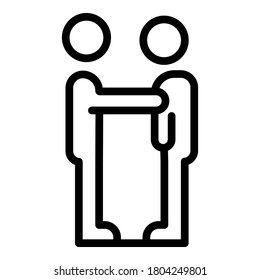 Icono de soporte a personas. Contorno de apoyo a personas icono vector de diseño web aislado en fondo blanco