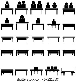 Support or people at the table - set icons.