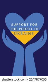 Support for the people of Ukraine.Support banner for Ukraine.Peace banner,poster in yellow and blue color.