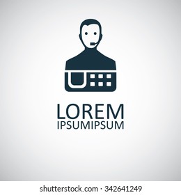 support phone man icon, on white background