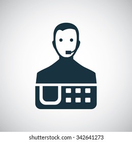 support phone man icon, on white background