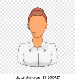 Support phone operator in headset icon in cartoon style on a background for any web design 