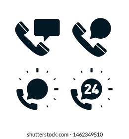 Support phones with speech bubbles on white background. Flat vector support icons.