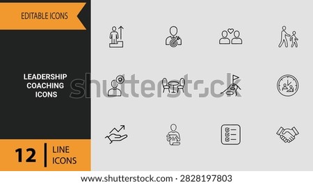 Support professional mentorship and career development programs with a dedicated leadership coaching outline icon set tailored for HR and training platforms.
