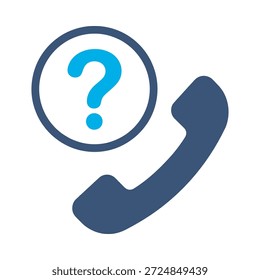 Support question icon blue flat vector design telephone mark symbol help desk contact inquiry graphic element sign