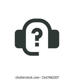 Support question solid icon. Technical support glyph vector symbol. Helpline assistant glyph vector symbol.