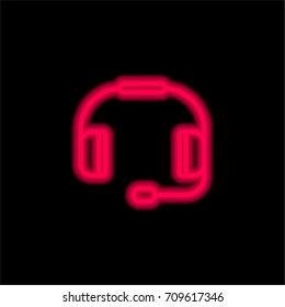 Support red glowing neon ui ux icon. Glowing sign logo vector