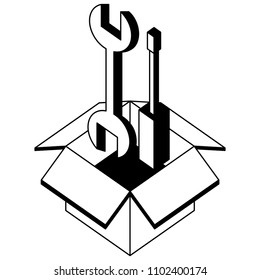 support repair tools in box isometric