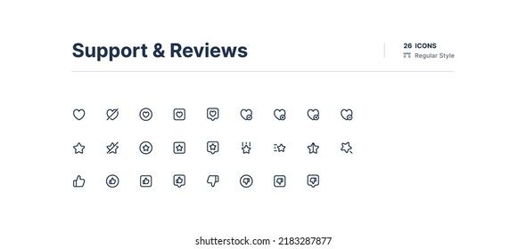 Support and Reviews UI Icons Pack Line Style