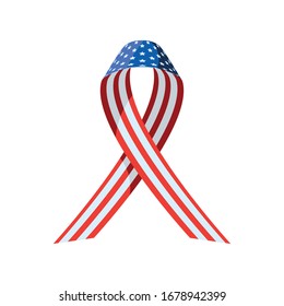 support ribbon with american flag on white background vector illustration design