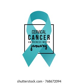 Support Ribbon. Awareness Cervical Cancer Screening Month In January.