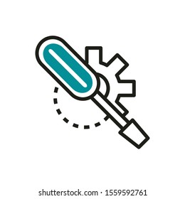 support screwdriver tool web development icon vector illustration line and fill