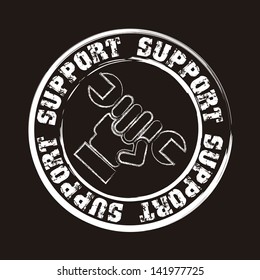 support seal over black background vector illustration
