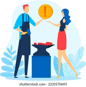 Support service, abstract concept vector illustration. Man give answer to woman cartoon character with question, online help.