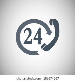 Support and service - around the clock or 24 hours a day. Vector icon 