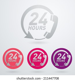 Support and service - around the clock or 24 hours a day icon