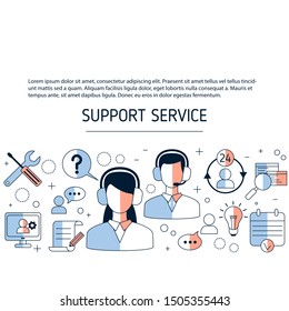 Support service background. Help and assistance. Vector illustration.
