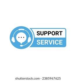 Support Service badge. Help chat, customer service, hotline and call center. Vector icon.