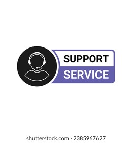 Insignia del servicio de soporte. Chat de ayuda, servicio al cliente, línea directa y centro de llamadas. Icono del vector.