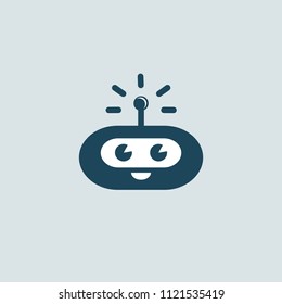 Support service bot icon. Vector illustration Artificial Intelligence. Logo concept of Robot on white background. Media, soft, cybernetics, support center, electronics, software, technology, network. 