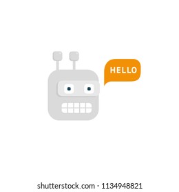 Support service bot icon. Vector illustration Artificial Intelligence. Logo concept of Robot on white background. Media, soft, cybernetics, support center, electronics, software, technology, network.