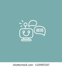 Support service bot icon. Vector illustration Artificial Intelligence. Logo concept of Robot on white background. Media, soft, cybernetics, support center, electronics, software, technology, network.