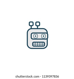Support service bot icon. Vector illustration Artificial Intelligence. Logo concept of Robot on white background. Media, soft, cybernetics, support center, electronics, software, technology, network.