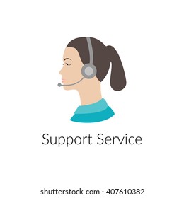 Support service, call center client service logo, icon design.  Flat design,vector illustration.