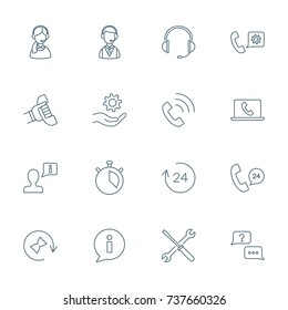 Support service, call center icons set