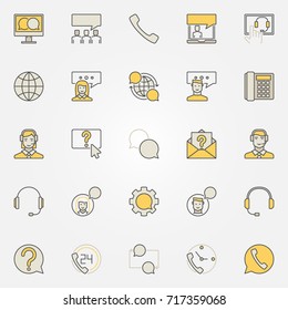 Support service colorful icons - vector online help and customer support creative symbols or design elements