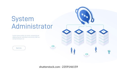 Support service concept or call center in isometric vector illustration. 24-7 round the clock or nonstop customer support background. Mobile self-service layout template for web banner.