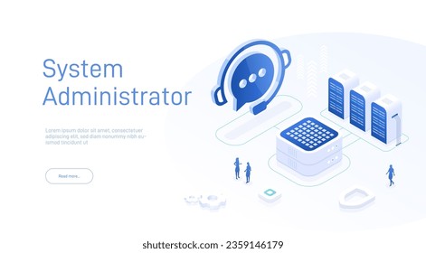 Support service concept or call center in isometric vector illustration. 24-7 round the clock or nonstop customer support background. Mobile self-service layout template for web banner.