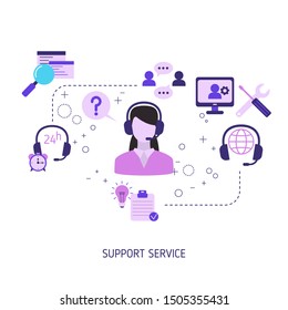 Support service concept. Help and assistance. Vector illustration.