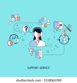 Support service concept. Help and assistance. Vector illustration.