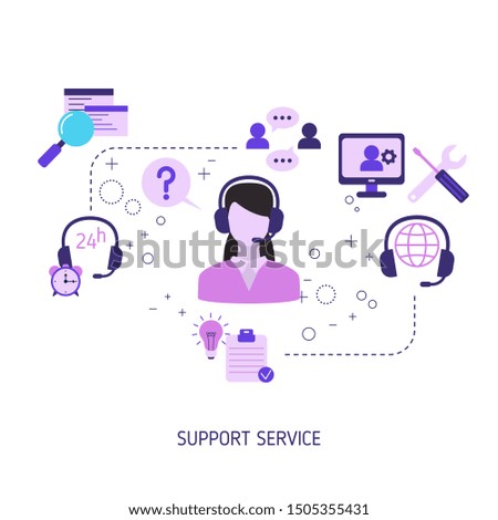 Support service concept. Help and assistance. Vector illustration.