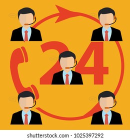 Support service concept. Technical support assistant. Flat vector illustration.