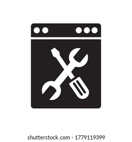 support service concept, web page with repair tools icon over white background, silhouette style, vector illustration