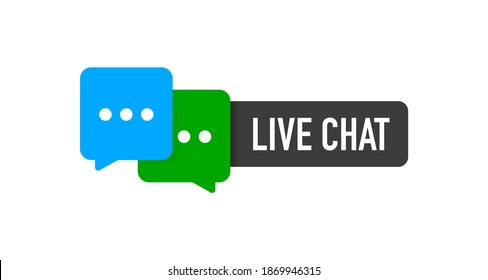 Support service. Consultation, telemarketing, consultant, secretary Live Chat label on white background. Flat banner. Vector illustration.