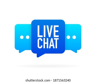 Support service. Consultation, telemarketing, consultant, secretary Live Chat banner on white background. Flat banner. Vector illustration.