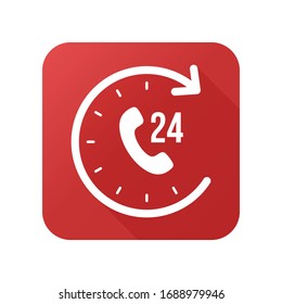 Support and service for customer around the clock or 24 hours a day icon isolated on white background. Call center vector icon