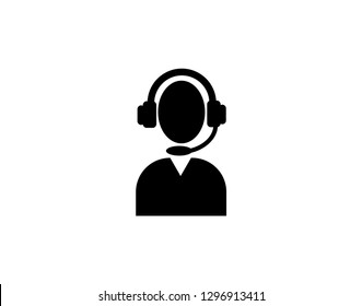 Support service with headphone. Customer Support Icon on white background