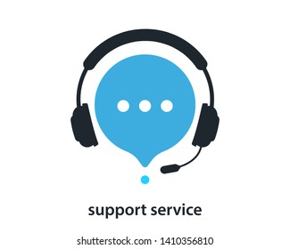 Support service with headphones. Customer Support Icon. Consultation, telemarketing, consultant, secretary
