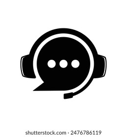 Asistencia con auriculares. Icono de Asistencia al cliente. Consultoría, telemarketing, Plantilla de Vector consultor