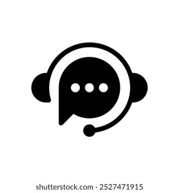 Servicio de Asistencia con auriculares. Vector de icono de Asistencia al cliente sobre fondo blanco