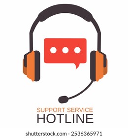 Support service with headphones. Customer Support Icon. Consultation, telemarketing, consultant, secretary. Flat vector illustration.