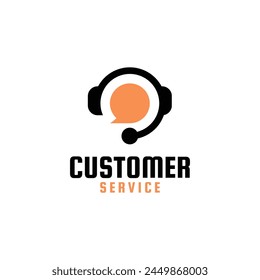 Asistencia con auriculares. Plantilla del logotipo del servicio de Asistencia al cliente